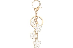 OUMILAN Initial Keychain Cute Flower Charms Keyring for Handbag Backpack–Personalized A-Z Letter Jewelry Gift for Women Girls