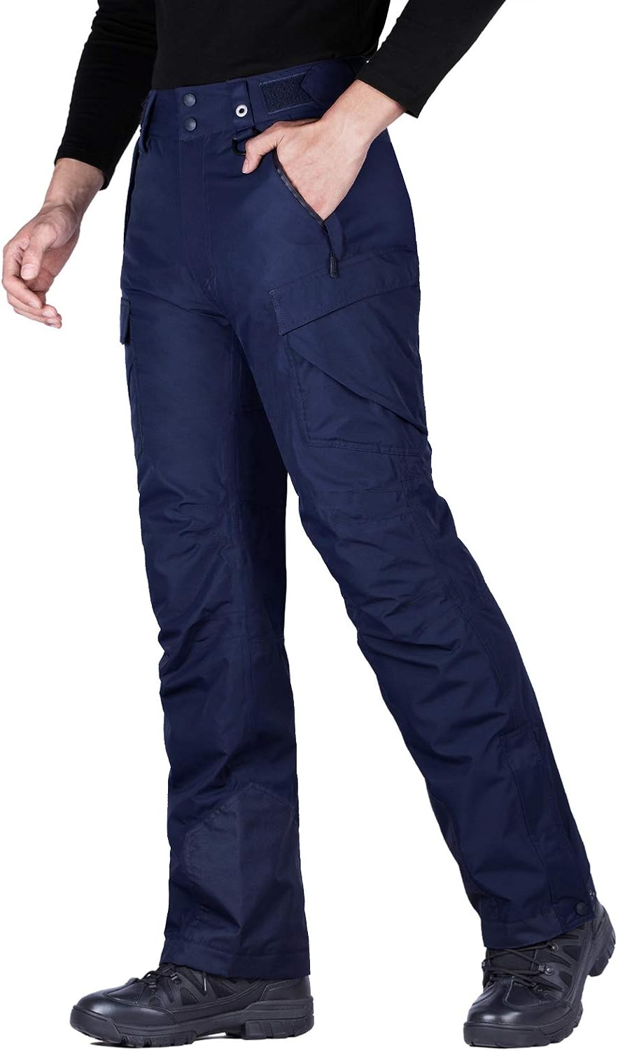 FREE SOLDIER Men's Waterproof Snow Insulated Pants Winter Skiing Snowboarding Pants with Zipper Pockets: Clothing