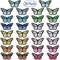 PGMJ 20 Pieces Butterfly Iron on Patches Embroidery Applique Patches for Arts Crafts DIY Decor, Jeans, Jackets, Kid