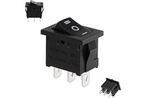 uxcell SPDT 3P 3 Position On-Off-On Toggle Wiring Boat Rocker Switch Black AC 125V/12A 250V/10A