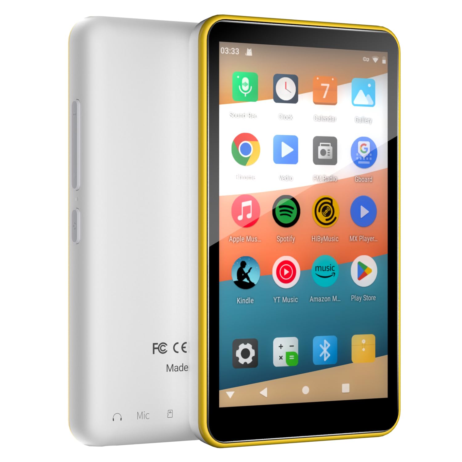 Photo 1 of 96GB Android MP3 Player for Kids with Bluetooth and WiFi - 4" Touch Screen,Streaming Music&Video Player with Spotify&Google Play Store,FM Radio,Parental Control | DGTenk MP4 Player (Yellow)