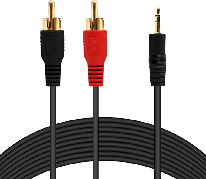 1m Pro Audio Cable - 3.5mm Stereo Jack To 2 RCA Phono Plugs - Gold & Black