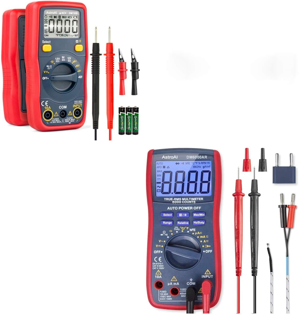 AstroAI Digital Multimeter Volt Meter 4000 Count and 6000 Count Bundle