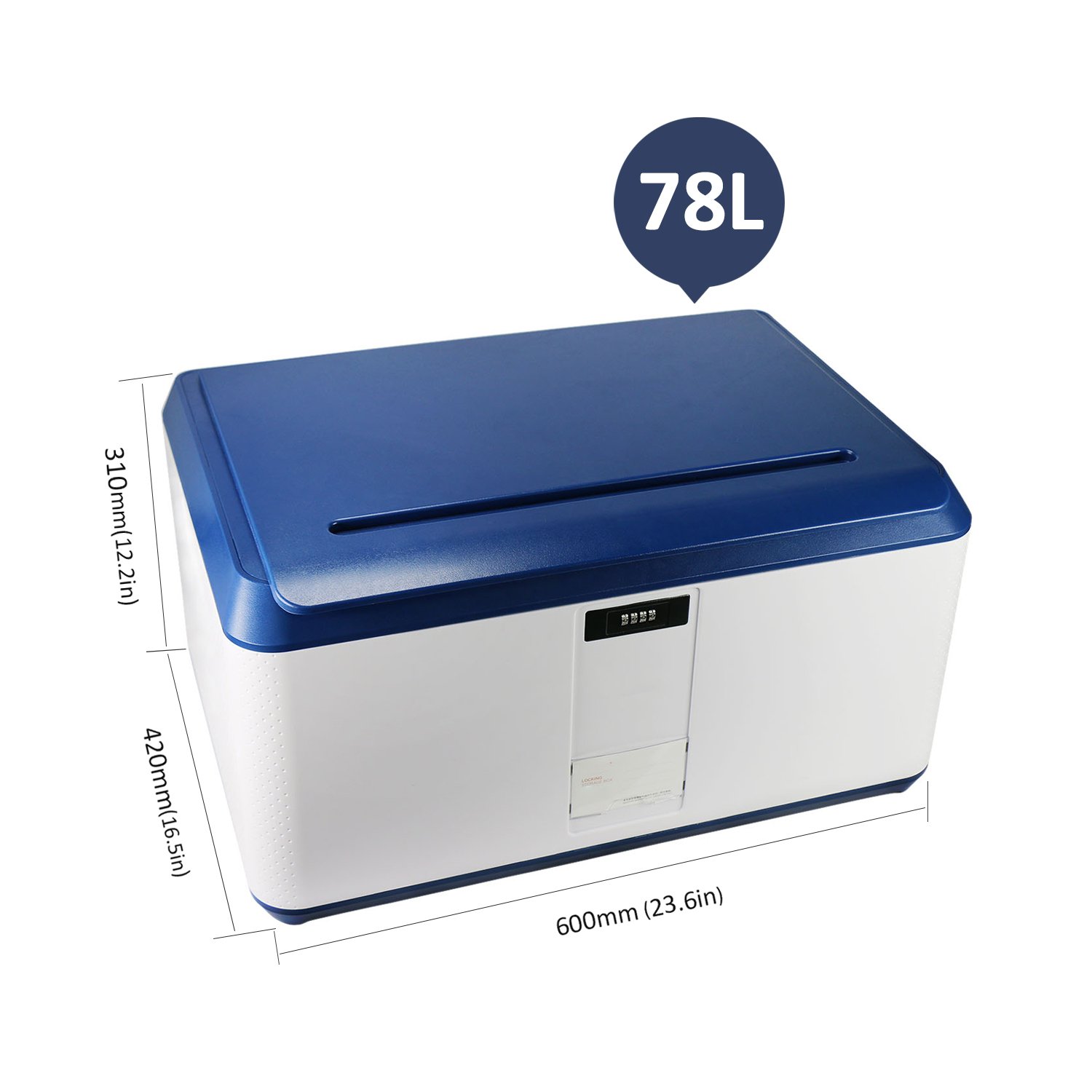 Storage Container Stackable Bins with Digit Lock ABS Safety Large Capacity 78L (blue)