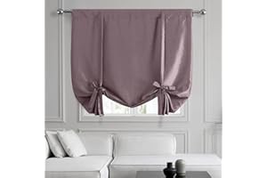 HPD Half Price Drapes Faux Dupioni Silk Room Darkening Tie Up Curtains for Windows Roll Up Balloon Curtain for Living Room, Kitchen 46 X 63 (1 Panel), PDCH-TU11-63, Smokey Plum