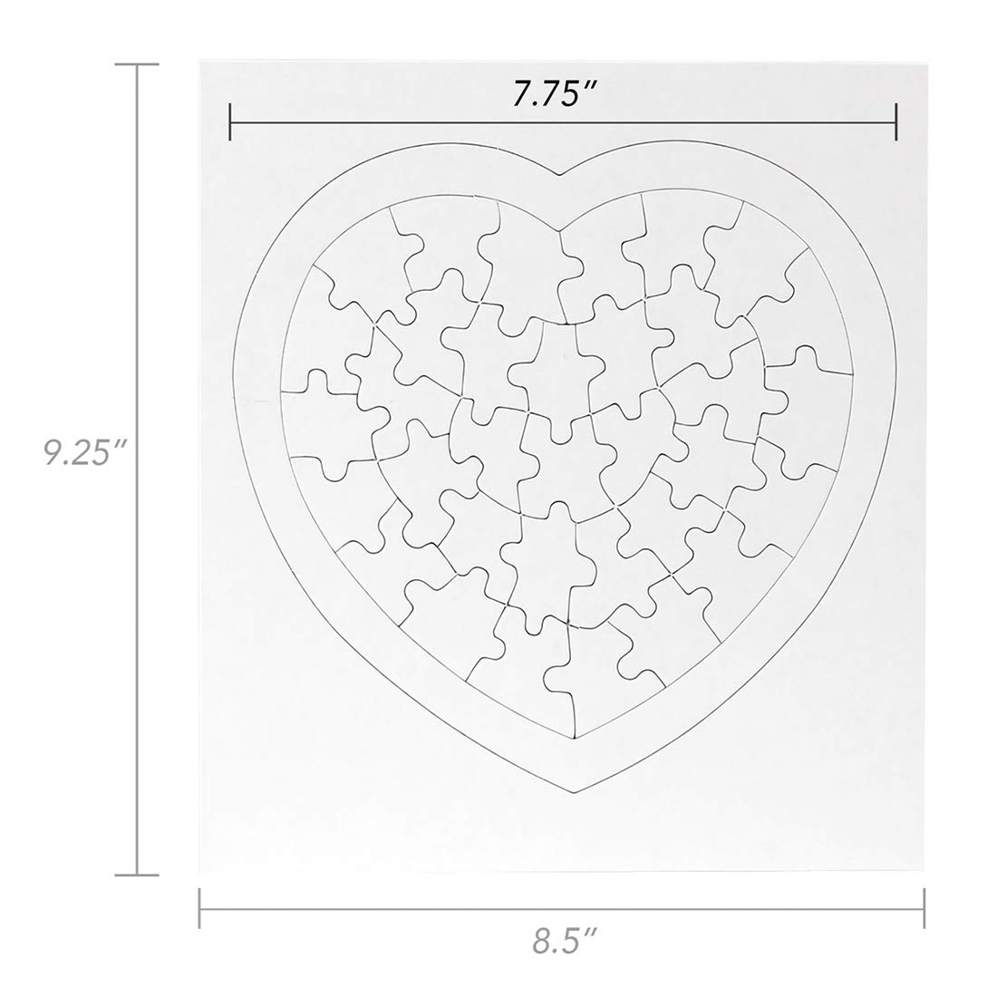 Hygloss 6 Blank Heart Puzzles – 8.5 x 9.5 Inches with Surrounding Frame + Backing Card – Ideal for Valentine’s Day Crafts – Write, Draw, and Decorate – 34 Pieces Each