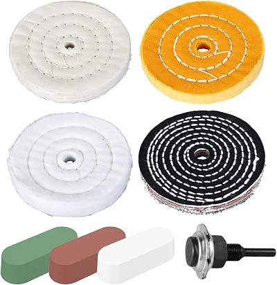 Ghopy 4 Pack Buffing Polishing Wheel Kit 4 Inch with Rouge Compound 1/4 inch