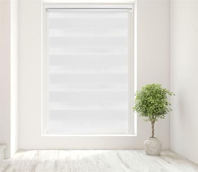 Caecus White Day Night Zebra Roller Blind 130x160 Easy Fit Home Office Bedroom