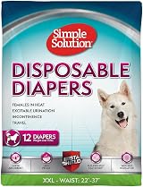 Simple Solution Extra Large Dog Diapers Female 22-37 Inch Waist 12 Count
