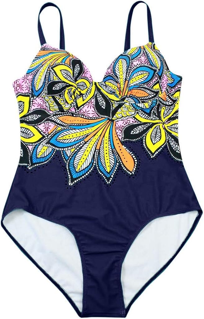 Bikisolo Femme Fleuris Col V Élégante Grande taille Une pièce Maillots De Bain