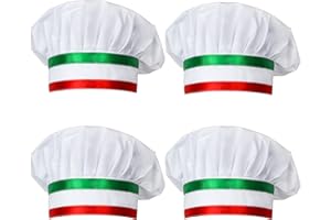 Kyson 4 Pieces Italian Flag Chef Hats Adjustable Mushroom Cooking Hats for Italian Themed Party Decorations Photo Booth Props