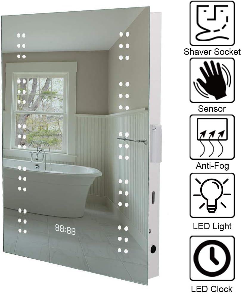 Warmiehomy Modern Illuminated LED Bathroom Mirror with Lights Shaver