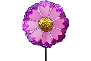 Venniy Wind Spinners Outdoor, Metal Wind Sculptures & Spinner, Waterproof Windmill Double Pinwheels for Yard and Garden Decor 56 * 11.8 Inch, Pink