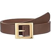 WHIPPY Women Fashion Leather Belt for Jeans Pants Dress Ladies Black Belts with Square Gold Buckle