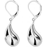 Statement Teardrop Leverback Earrings, Long Waterdrop Dangle Earrings, Gold Color Earrings for Women, Hypoallergenic Earring Silver Color Jewelry