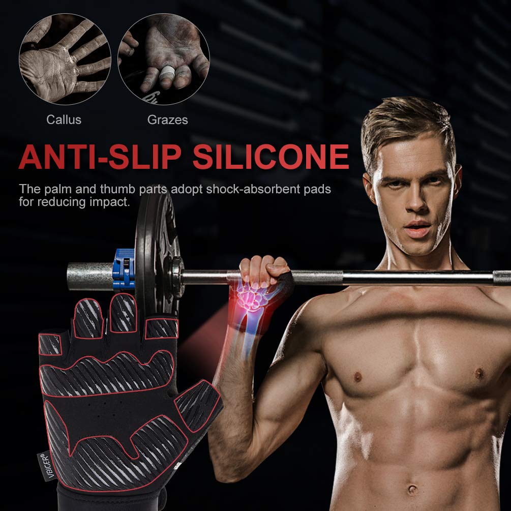 VBIGER Workout Gloves for Men Women, Exercise Gloves with Wrist Support for Fitness Pull Ups Cross Training Weight Lifting Cycling Gym Gloves (Black, Large)