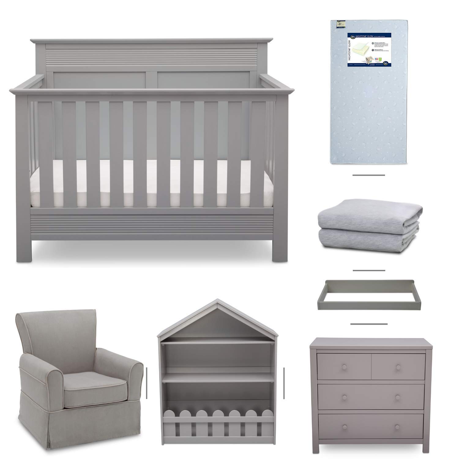 crib and changing table dresser set