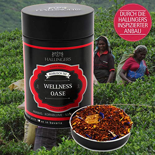 Hallingers Wellness Oase - Loser Roibusch-Tee/Rooibos mit Ananas, Kornblume & Sonnenblume (Dose) - Geschenkideen Weihnachten & Geschenke Adventskalender | Geburtstag Glückwunsch Genesung Danke Glückwü – Bild 6
