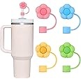 4PCS Straw Covers Cap for Stanley 40&30 Oz Tumbler, 0.4Inches Flower Straw Toppers, Dust-proof Drinking Straw Cover Reusable, Birthday Gifts for Daughter Son, Mother's Day Gift Ideas