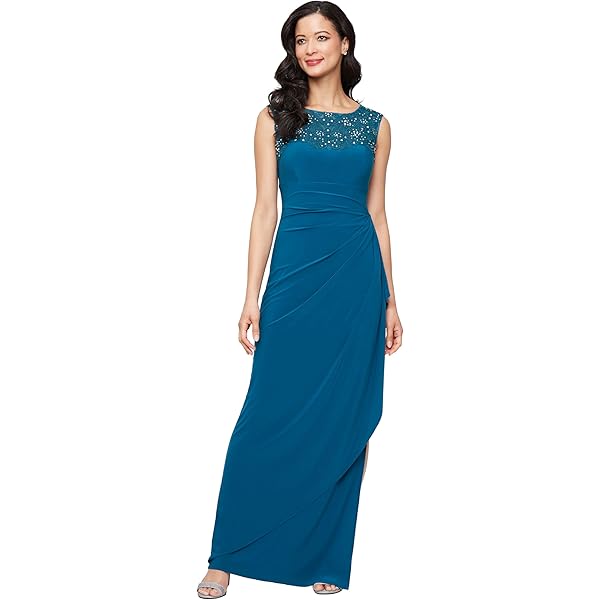 Amazon.com: Alex Evenings womens Long Cowl Back (Petite and Regular)  Special Occasion Dress, Navy, 4 US : Clothing, Shoes & Jewelry