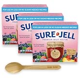 Sure Jell Low Sugar Pectin for Canning - Pack of 3, Sure Jell Fruit Pectin 1.75 oz Boxes for Low or No Sugar Jams, Jellies, and Preserves - Bundled with Daily Gemz Spoon