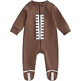 Qiylii Newborn Baby Boys Girls One Piece Football Footies Pajamas Zip-Up Footed Romper Jumpsuit Sleeper Infant Outfits