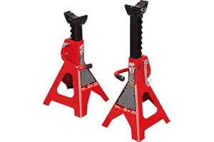 BIG RED TAM43002A Torin Steel Jack Stands: Double Locking, 3 Ton (6,000 lb) Capacity, Red, 1 Pair