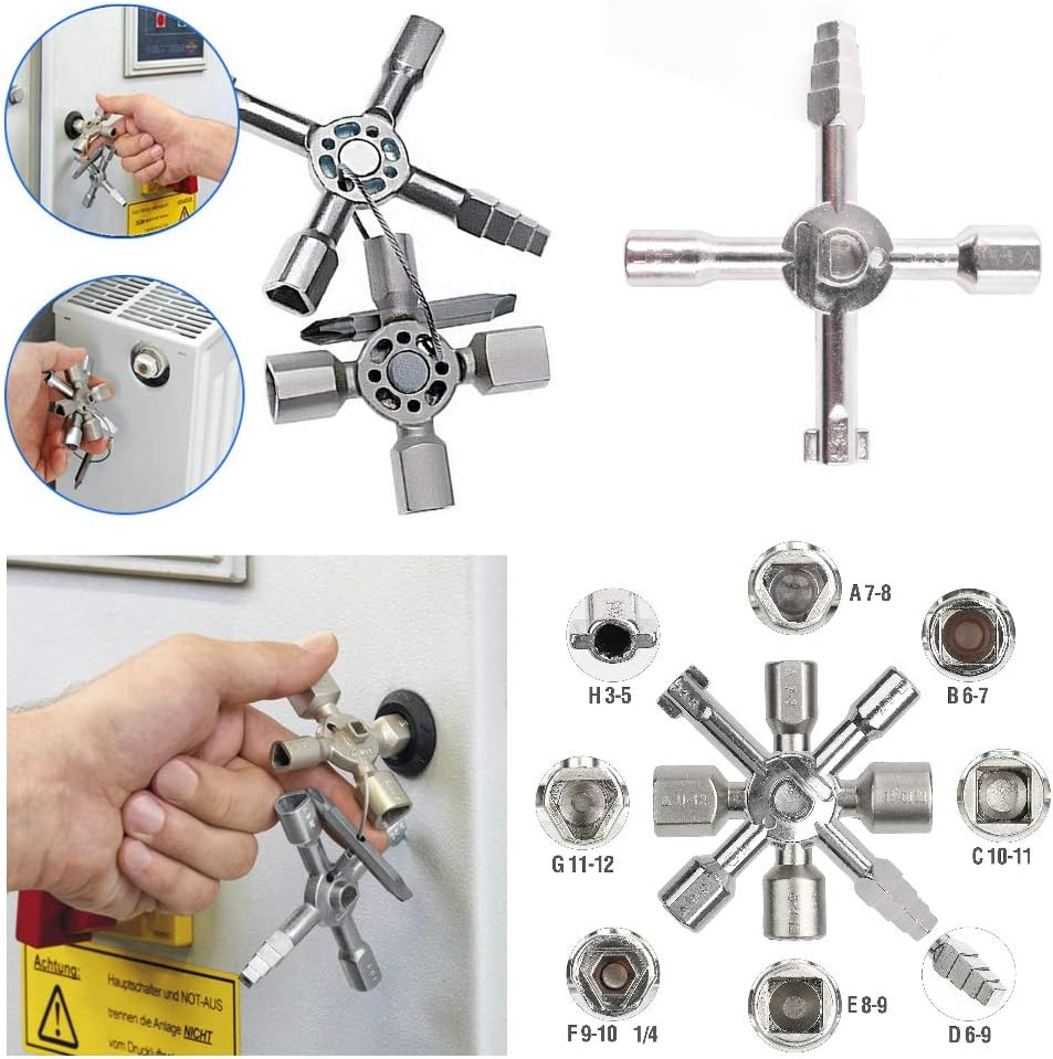 Silver 10 in 1 Utility Key Multifunction Utility Key Triangle Square ...