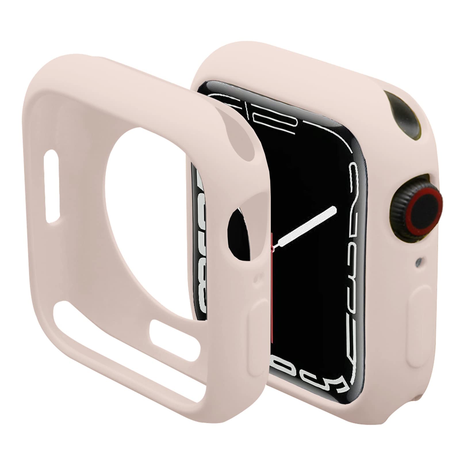 Miimall Bumper Case Compatible with Apple Watch Series 9/Series 8/Series 7 45mm, Soft TPU Ultra-thin Shell All-Around Protective Cover for Apple Watch Series 9 8 7 45mm-Pink