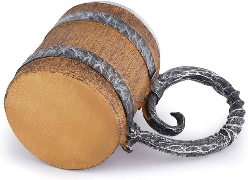 Wood Imitation Barrel Beer Mug, 20oz Pirate Viking Cup Medieval Tavern Wood Tankard for Bar Restaurant Home Decor - Image 4
