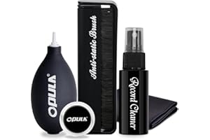 OPULA Vinyl Record Cleaner Kit - 5-in-1 Anti Static Carbon Fiber Vinyl Records Cleaning Brush - Duster &Turntable Stylus Cleaning Gel - Air Blower - Cleaning Cloth - Cleaning Liquid - Vinyl Record Cleaning
