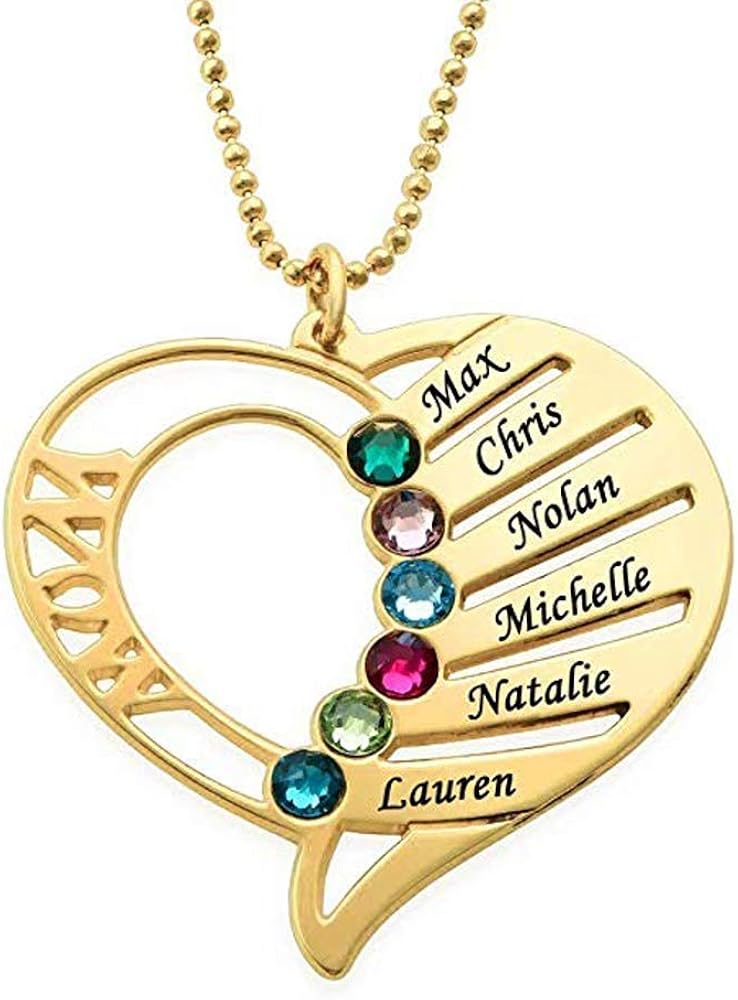 engraved mom birthstone necklace
