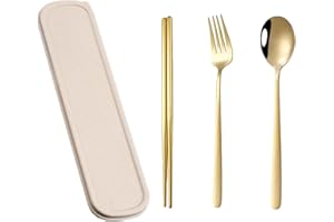 3-Piece Tableware Set, Including Chopsticks, Forks and Spoons, with Storage Box, Portable Stainless Steel Tableware Set, Suit