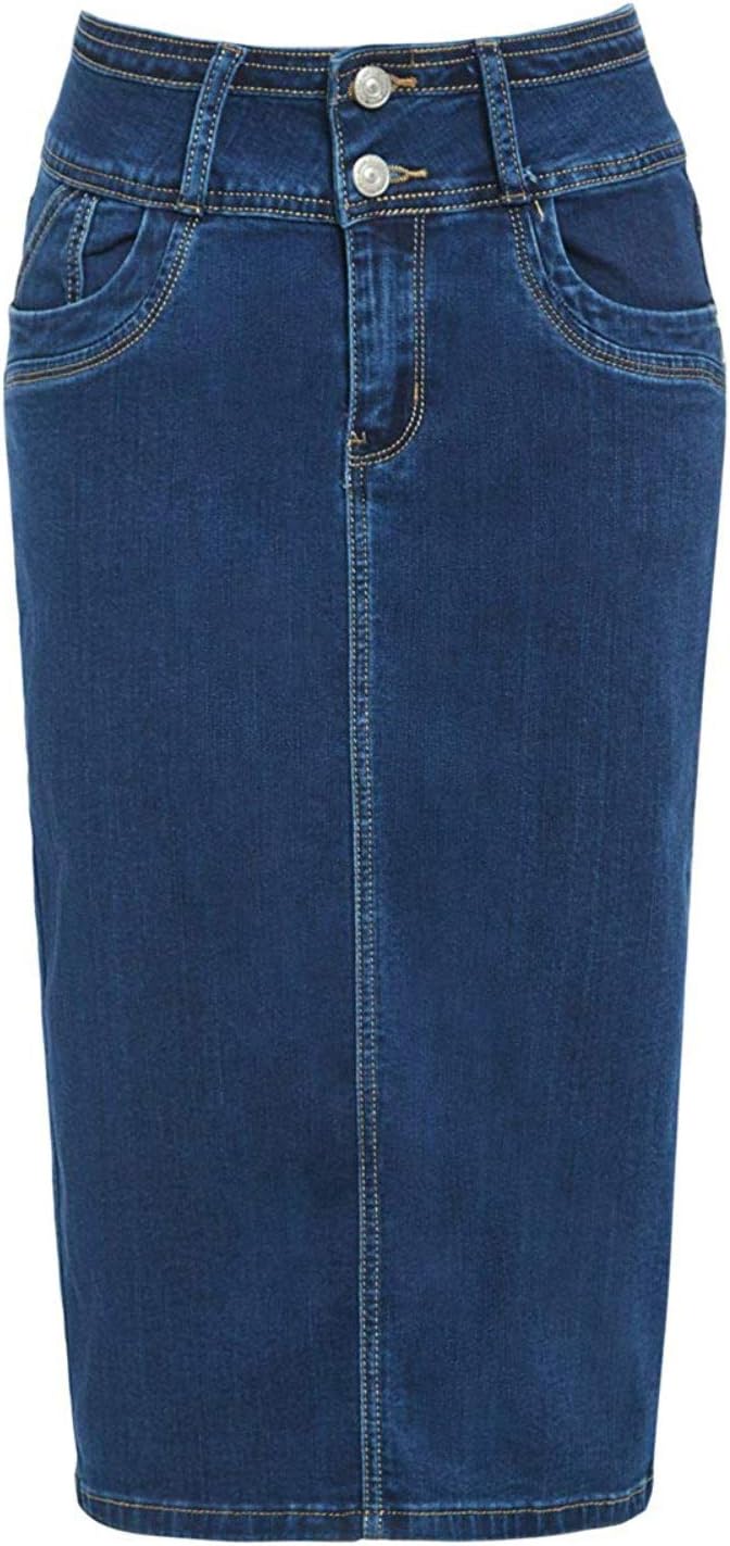 New Denim Pencil Skirt Womens Tube Skirt Stretch Size 6 8 10 12 14 16