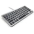 GMYLE Compact Wired USB Mini Keyboard for PC - Metallic Silver / Black
