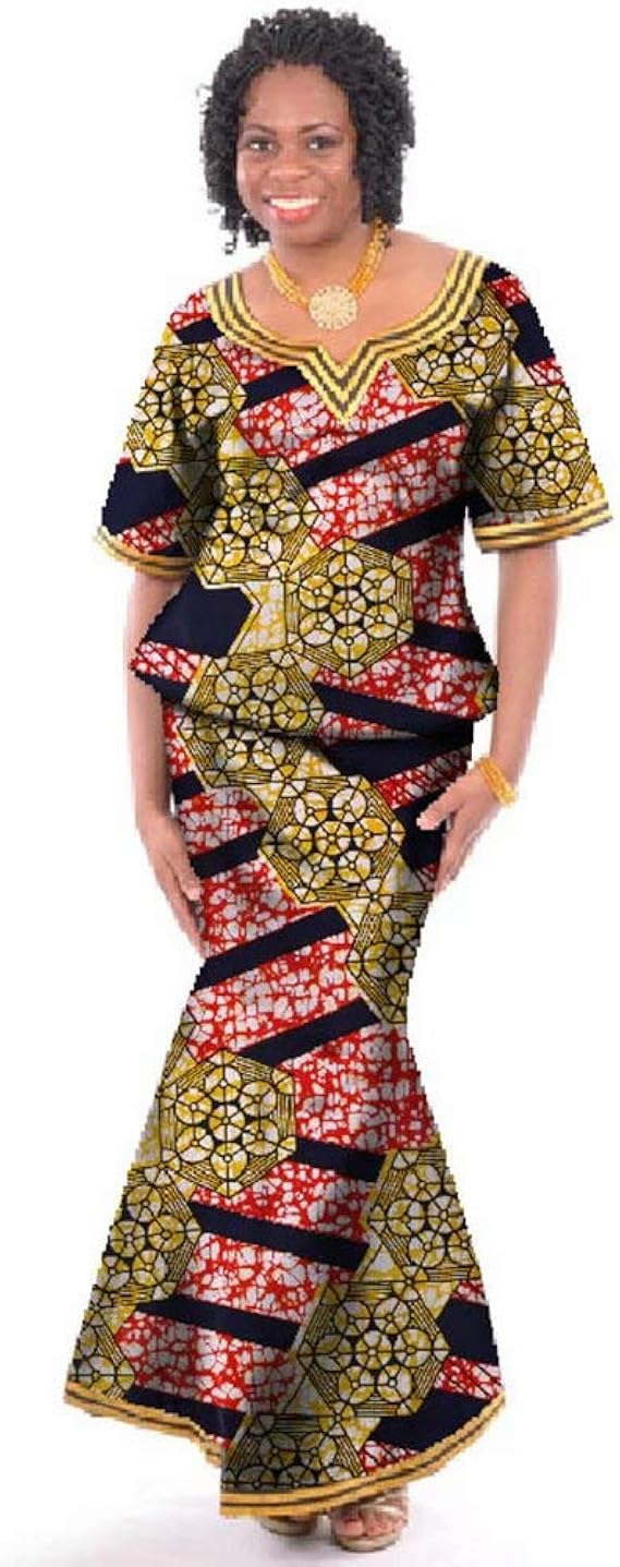 Women's African Dashiki 2 Pieces Wedding Dresses Sets Tops
