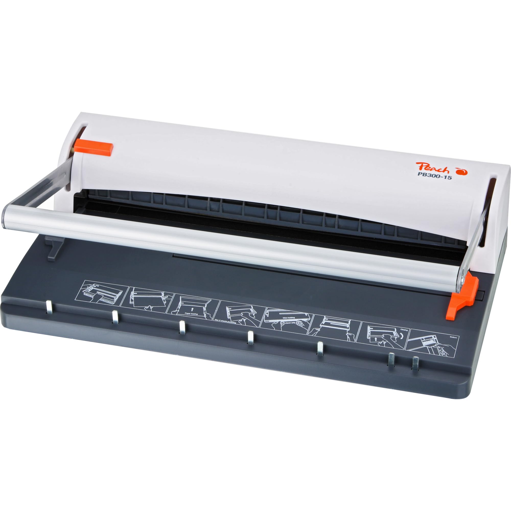 Peach PB300-15 Wire Binding Machine | Personal Wire Binder Closer DIN A4 | Test Winner | Binds 60 Pages | 8 mm Spine | 6 Sheets Punch Capacity