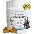 Dogs Immune Support Mushroom Supplement - Supports Longevity, Cognition, Joint, Cellular & Gut Health - All Natural Organic, GrainFree - Aid for Lumps and Bumps, Chicken Flavor - 90 Chews