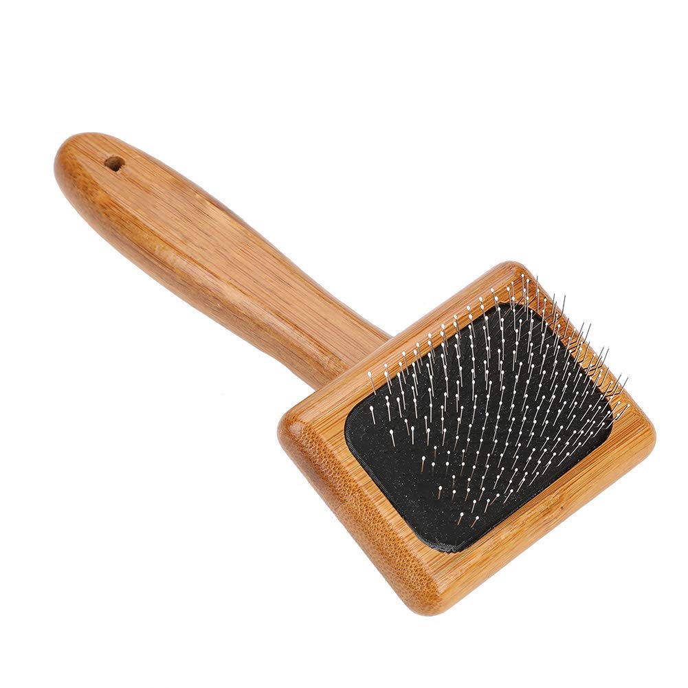 Oumefar Healthy Bamboo Dog Hair Comb Eco Friendly Pet Wooden Brush Massage Grooming Slicker Brush with Rounded Bristles(Charged) Dog Cleaning and Grooming Supplies