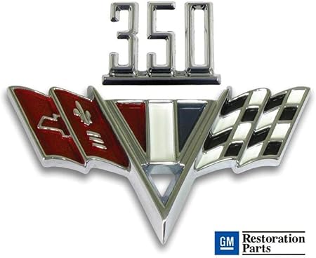 Amazon Classic Headquarters シボレー 350 Vフラッグ フェンダー エンブレム セット エンブレム 車 バイク