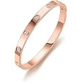 RIMRIVA Gold Bracelets for Women Friendship Love Bangle Bracelets Cubic Zirconia Stainless Steel Bracelet Jewelry Birthday Gifts for Women Stocking Stuffers