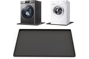 Jyxka Washing Machine Drain Pan Silicone mat 27''x27'',Non-Slip Washer Drip Tray, Washer Tray Soft Bottom Pad for Floor Protection, Under Dryer Drip Pan Prevent Water Leakage-Black