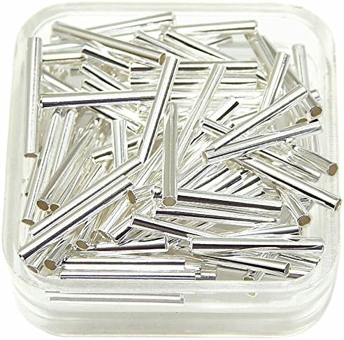 Tube Metal Spacer Bead 17x2mm ~ 1.5mm Hole Gold or Silver Plated 50pc FINDINGS (Silver Plated)