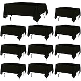 10 Pack Black Table Cloth Rectangle Table Cloths for 8 Foot Rectangle Tables 60 X 126 Inch Washable Polyester Table Covers, Reusable & Wrinkle Resistant for Weddings, Parties, Events, and Everyday Use