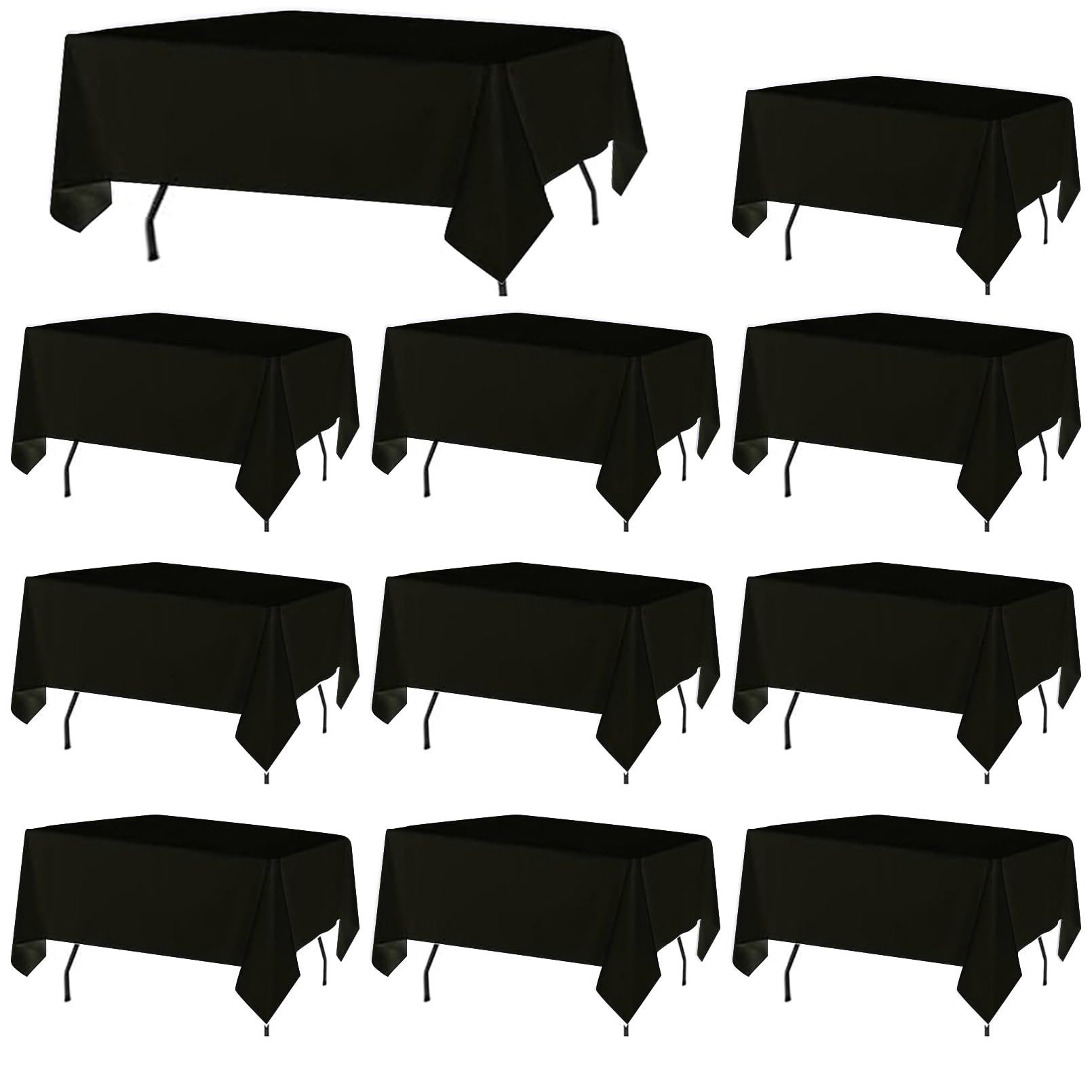 Photo 1 of 10 Pack Black Table Cloth Rectangle Table Cloths for 8 Foot Rectangle Tables 60 X 126 Inch Washable Polyester Table Covers, Reusable & Wrinkle Resistant for Weddings, Parties, Events, and Everyday Use