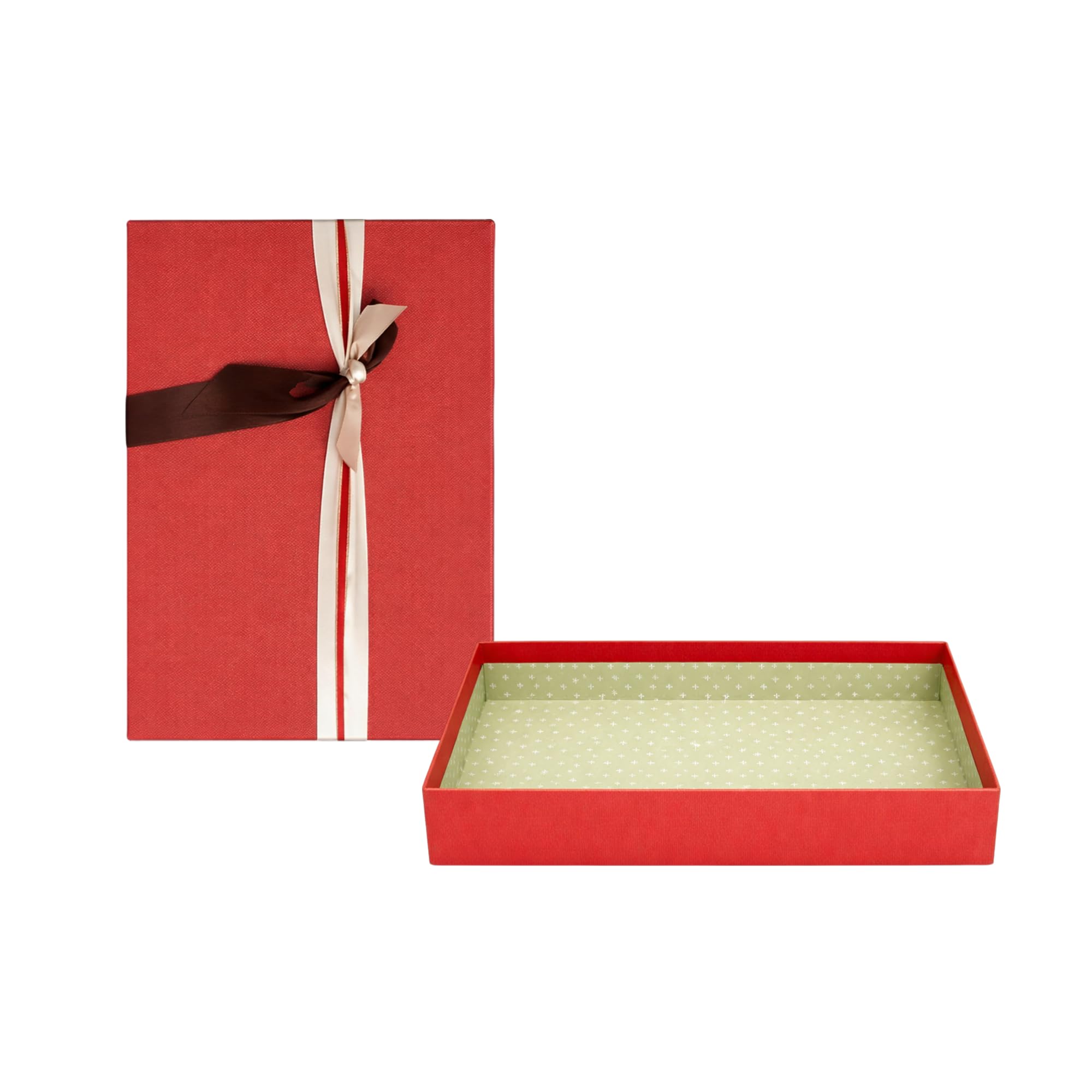 Emartbuy Red Rigid Gift Box with Ribbon – 24.5 x 17 x 6.5 cm – Luxury Cardboard Presentation Box | Premium Packaging for Hampers, Birthdays, Weddings, Corporate Gifting