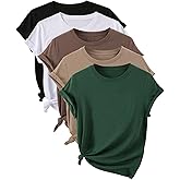 SOLY HUX Women's Short Sleeve Crew Neck Tees 5 Packs Basic T-Shirts Casual Summer Tops