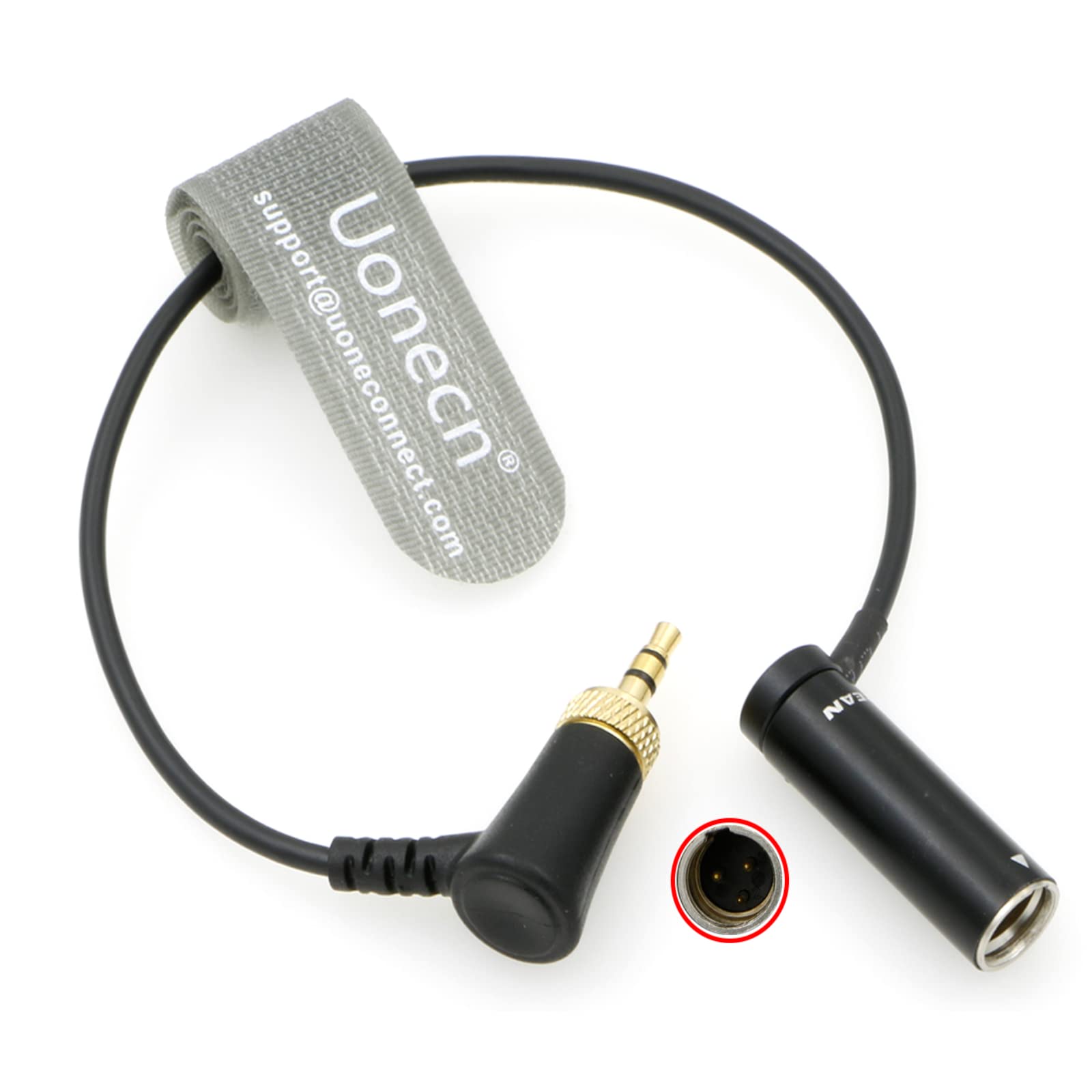 Uonecn Low Profile Audio Cable Mini XLR 3-Pin Male to TRS 3.5 mm Right Angle Locking for Canon EOS C70 to Sennheiser EK-100 G4/G3