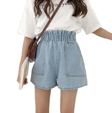 Amazon Riheng レディース デニム ショートパンツ ウエストゴム Amazon Riheng レディース デニム ショートパンツ ウエストゴム