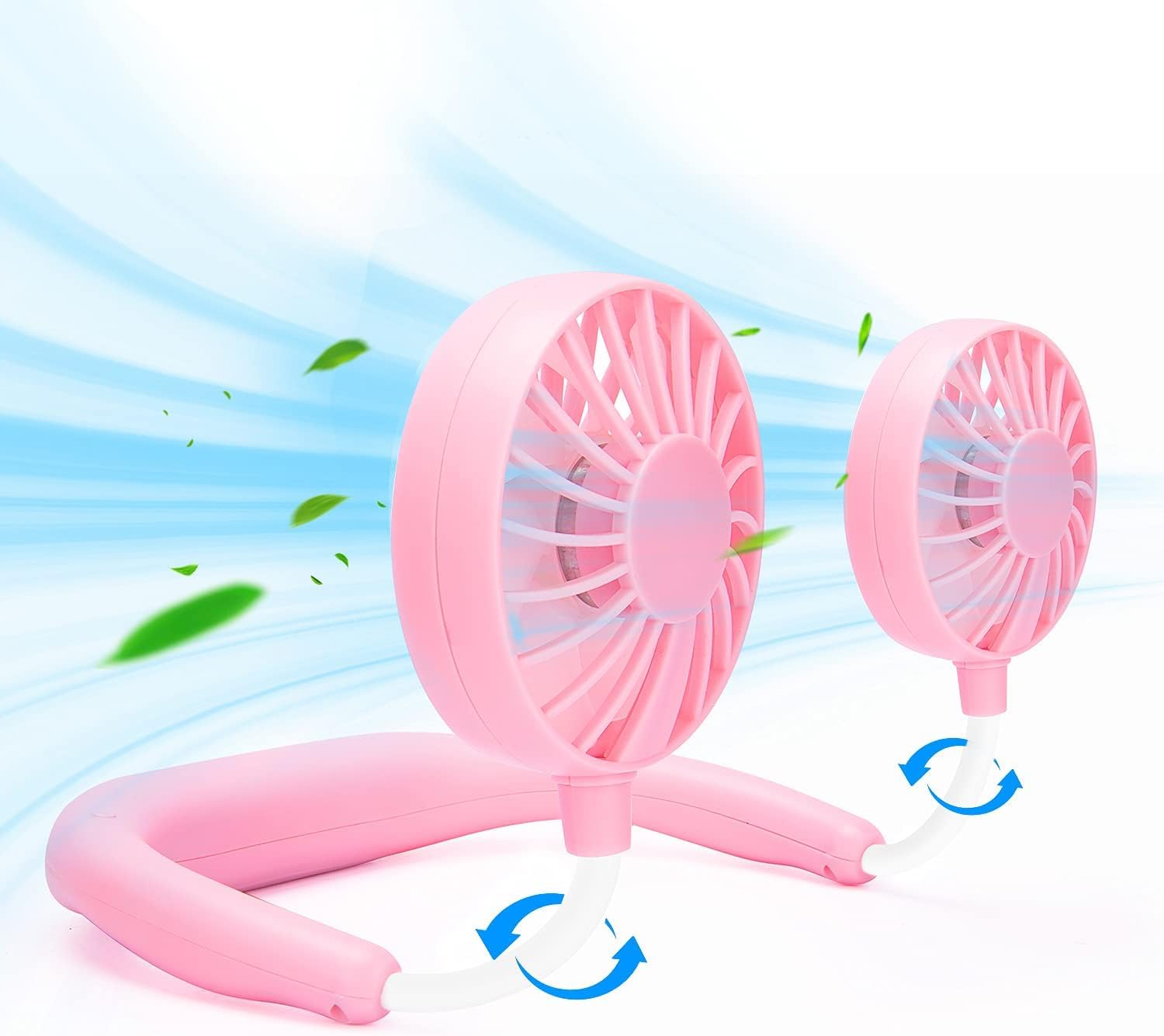 Photo 1 of Portable Neck Fan Rechargeable Personal Hand-Free Fan Mini USB Wearable Neckband Sport Fan, 3 Speed Adjustable, 360 Degrees Free Rotation Perfect for Working, Traveling, Office, Reading (Pink)